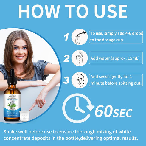 Peppermint Oil Pulling Concentrated Mouthwash?2.02fl oz?Vitamin E,D with 100% Natural Essential Oil,Mint Flavor Alcohol & Fluoride Free Alcohol 30...