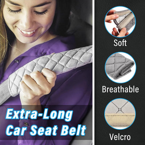 Extra Long Seatbelt Cover, Super Soft Car Seat Belt Strap Cushion, Comfortable Shoulder Pad Neck Cushion Protector, Universal Auto Interior Access...