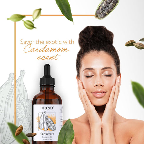 HBNO® California Bottled Cardamon Fragrance Oil 4 fl oz (120 ml) - Premium Cardamon Oil for Aromatherapy - Cardamon Oil (Fragrance) for Diffuser, ...