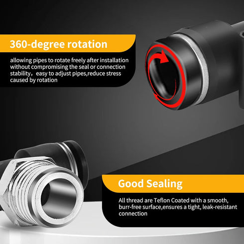 Push to Connect Fittings 1/4 Inch Tube OD x 3/8 Inch NPT Thread Male Elbow and Straight Pneumatic Tube Fittings Quick Connect Fittings Air Fitting...