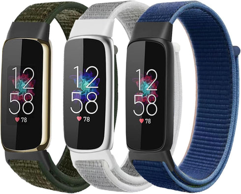 3 Pack Nylon Bands Compatible With Fitbit Luxe for Women Men, Adjustable Breathable Sport Strap Loop Replacement Wristbands for Fitbit Luxe Fitnes...