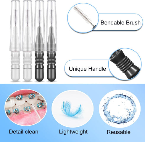 100PCS Interdental Brushes 2 Sizes, 360° Bendable Soft Bristles Braces Brush Dental Brushes Between Teeth Gum Interdental Brushes for Gum Braces O...