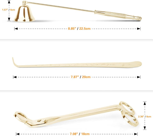 3 in 1 Candle Snuffer Long Handle Candle Extinguisher Candle Wick Trimmer Candle Cutter Candle Wick Dipper Kit - Gold...
