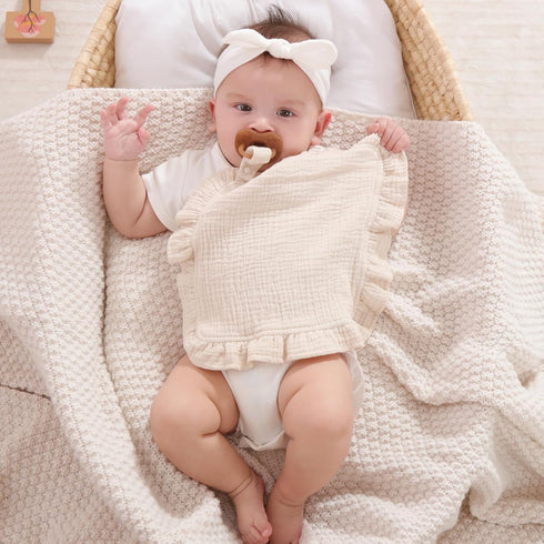 Loveys for Babies, 2 Pack Organic Cotton Muslin with Attachable Snap Closure - Loveys for Babies Newborn Baby Lovey Security Blankets for Babies B...