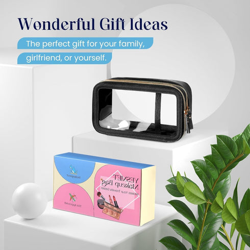 Clear Makeup Bag, Double Layer Cosmetic Bag with Zipper, Portable Make Up Case with Compartments, Travel Toiletry Makeup Bags Organizer for Women ...