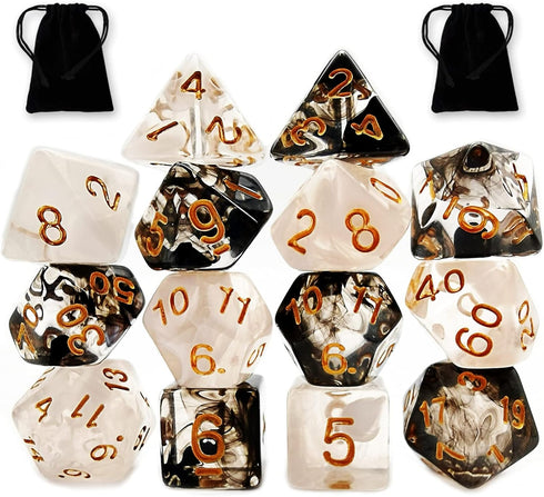 DND Dice Set 2 Pack Polyhedral D&D Dice Gorgeous Dice for Dungeons and Dragons Dice Goblin DND Role Playing Games and Table Games Gifts - Black an...