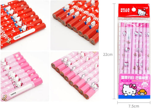 Sanrio Hello Kitty Pencil 8pcs Set School Supply Gift Stationery (Pink or Red)...