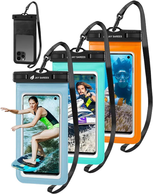 Universal Waterproof Phone Pouch 3 Pack, IPX8 Phone Water Protector Pouch Case Bag Lanyard Compatible iPhone 14 13 12 Pro Max Samsung Galaxy S22, ...