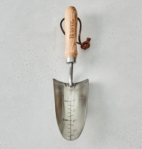 Burpee 13" Stainless Steel Trowel | Durable Long Lasting Garden Tool | Leather Wrist Strap 5" Handle, 10 Year Warranty, Oak...