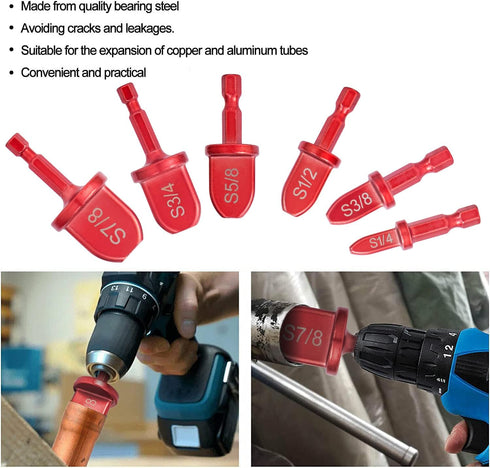 HVAC Repairing Kit?Air Conditioner Copper Tube Expander Swaging Tool ?1/4'' Hex Shank Manual Copper Pipe Swage Tool?Expander Boring Drill Bit 1/4'...