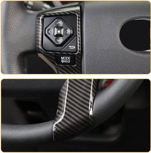 Tocatus Steering Wheel Cover Trim for 2014-2022 Toyota 4Runner SUV Tacoma Tundra, ABS Carbon Fiber 2PCS (5 Holes)...
