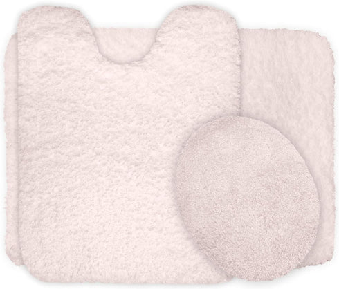 Lavish Home 3 Piece Super Plush Non-Slip Bath Mat Rug Set - Ivory...