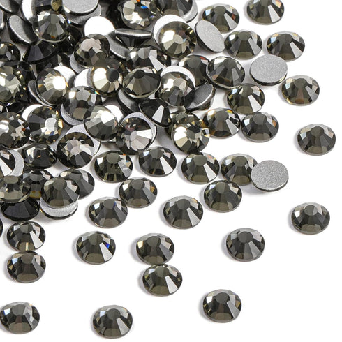 beadsland Flat Back Crystal Rhinestones Round Gems for Nail Art and Craft Glue Fix,Black Diamond (1.9-2.0mm) SS6/1440pcs...