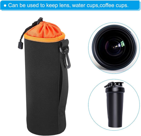 PATIKIL Camera Lens Bag, 2 Pcs 3.9" IDx9.8 H Drawstring Lens Pouch with Thick Protective Neoprene, Lens Case for DSLR Camera Lens, Water Coffee Cu...