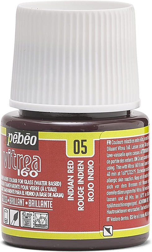 Pebeo Vitrea 160, Glossy Glass Paint, 45 ml Bottle - Indian Red...