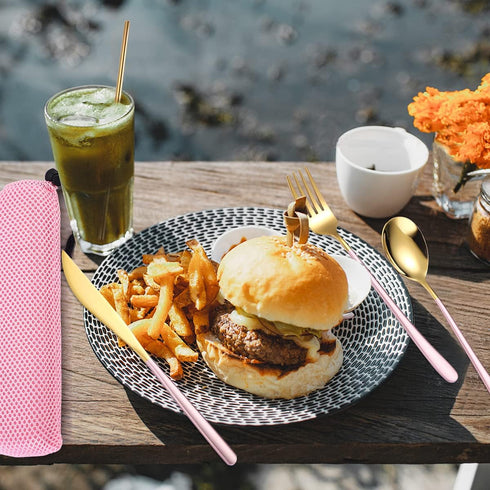 AARAINBOW 6 Pieces 18/8 Stainless Steel Flatware Set Portable Reusable Cutlery Set Travel Utensils Set Including Chopsticks Knife Fork Spoon Straw...