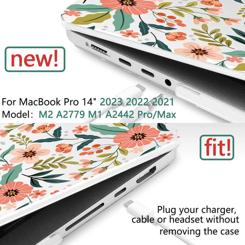 TWOLSKOO Compatible with MacBook Pro 14 inch Case 2023 2022 2021 Release M2 A2779 M1 A2442 Pro/Max Chip with Touch ID, Plastic Hard Shell Case & K...
