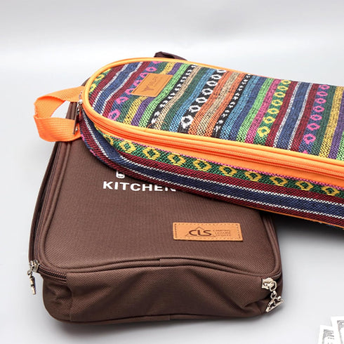 NatSumeBasics Camping Travel Cooking Utensils Organizer Travel Bag Portable Pouch for BBQ Camp Cookware Kitchen Kit (Only 1pc Brown Bag)...
