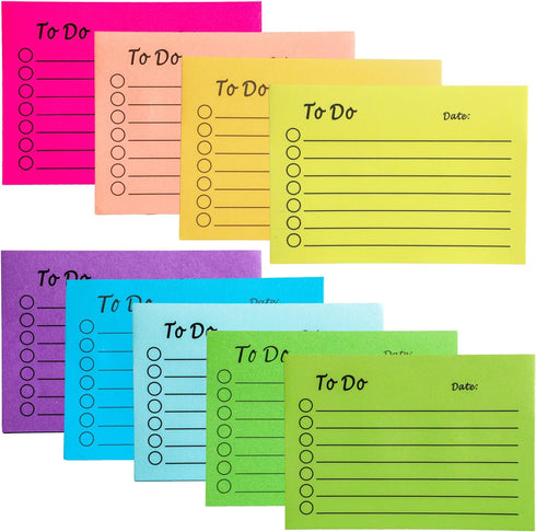 9 PCS to do List Sticky Notes,3x4 Inch Lined Sticky Notes,Self-Stick Notes,Ruled Post Stickies Colorful Super Sticking Power Memo Pads, Ideal for ...