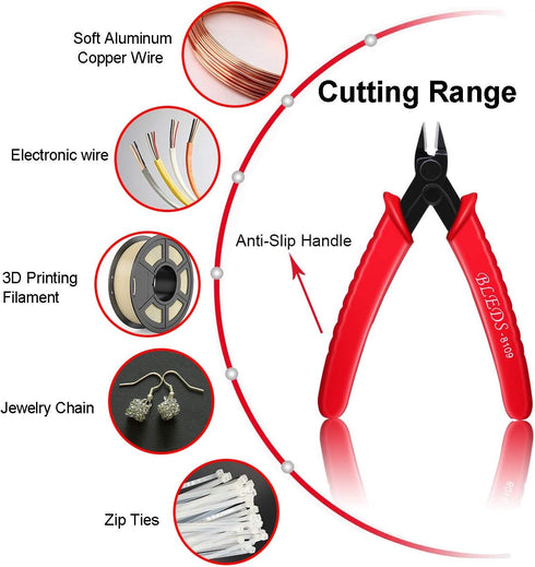 Flush Cutter, Wire Cutters, BS-8109 Soft Wire Cutter Pliers Precision Micro Cutter Anti-Slip Flush Cutter for Electronics Aluminum Jewelry 3D Prin...