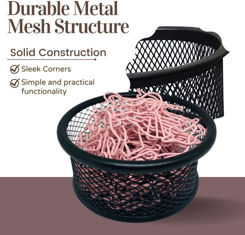 Paperclip Holder Metal - 4 Pack Paper Clip Holder for Desk Stackable Black Mesh Paperclip Holders Desk Non-slip Space-saving Slim Design Premium S...