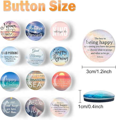 12Pcs Inspirational Fridge Magnets, Motivational Quote Glass Refrigerator Magnets, Crystal Fridge Magnets Decorative for Kitchen, School, Office W...