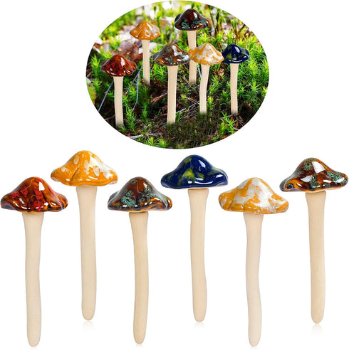 Garden Decor Mushrooms, Ceramic Mushroom for Garden Fairy Yard Decoration DIY Ornament for Dollhouse Potting Shed Flowerpot Plants Lawn Garden Out...