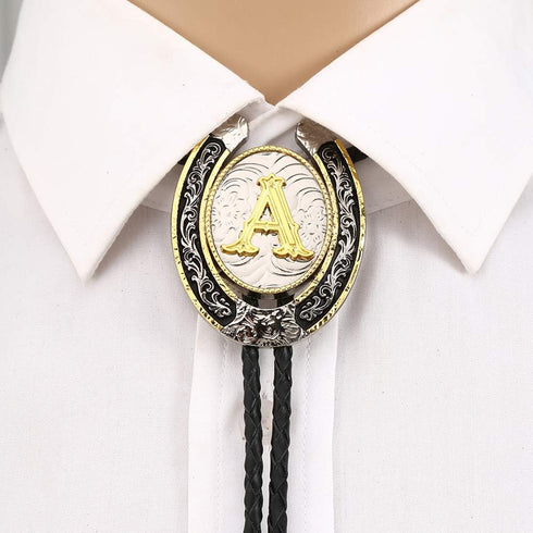 HUABOLA CALYN Bolo Tie for Men- Golden Initial Letter ABCDMJR to Z Western Cowboy Bolo Tie for Women...