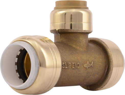 SharkBite 1/2 Inch PVC x 1/2 Inch PVC x 1/2 Inch CTS Slip Tee, Push To Connect Brass Plumbing Fitting, UIP364A...
