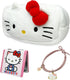 Kitty Travel Cosmetic Bag with Mirror and Hair Tie, Large Capacity Cartoon Cosmetic Pouch Makeup Bag with Zipper, Plush Travel Toiletry Bag Makeup...