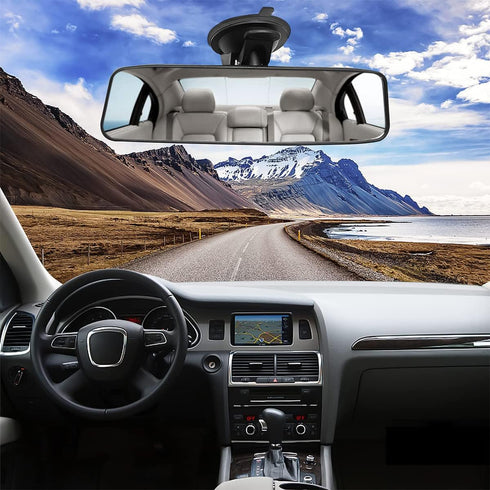Car Rear View Mirror with Suction Cup, Anti Glare Wide Angle HD Auto Inside Rearview Mirror, 360 Degrees Adjustable Reduce Blind Spots, Universal ...
