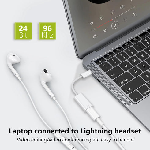 USB C to Lightning Audio Adapter, USB Type C Male to Lightning Female Earphone Converter Compatible with iPhone 15/15Pro, iPad Pro, Galaxy S23/S22...