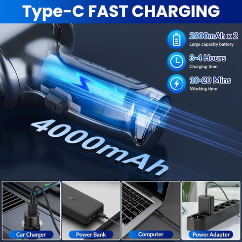 Wireless Handheld Car Vacuum Cordless,15000PA High Power Portable Vacuum Cordless,3-IN-1Mini Portable Car Vacuum Cordless for Car,Office,Home Clea...