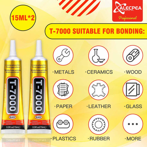 Upgrade T-7000 Black Adhesive Glue - 2PCS 15ml | High-Performance Waterproof Adhesive for Precision Repairs, Perfect for Phone, Electronics, Jewel...