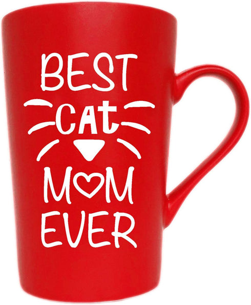 Mothers Day Gifts Funny Cat Mom Coffee Mug Christmas Gifts, Best Cat Mom Ever Cute Cup from Daughter or Son, Red 12 Oz...