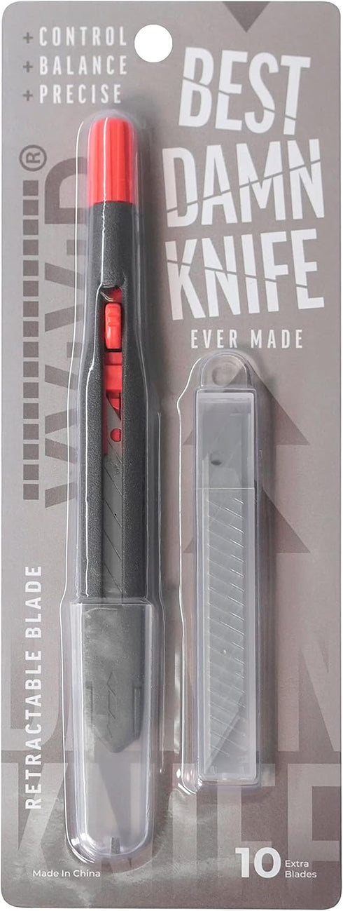 VViViD Best Damn Knife - Heavy Duty Precise Utility Blade, Sturdy Safety Lock, and 10 Replacement Blades...