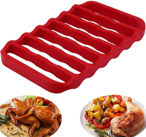 2 Pack Silicone Roasting Racks Non Stick Easy-Clean Cooling Rack for Cooking Baking Steaming (2pack-red)...