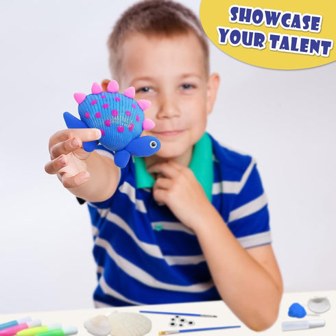 58 PCS Kids Arts & Crafts Painting Gifts for Boys Girls - Sea Shell Glow in the Dark Painting Kit 16 Real Shell Creative Activity DIY Craft Kits T...