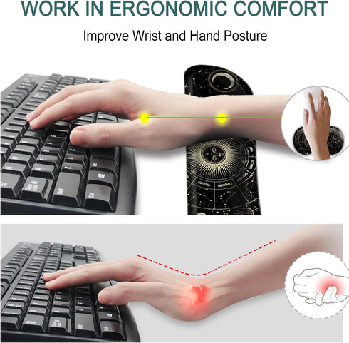 Keyboard Wrist Rest Support + Mouse Pad + Mouse Wrist Rest + Coaster, 4 PCS Set Ergonomic Memory Foam Mousepad with Durable Anti-Slip Rubber Base ...