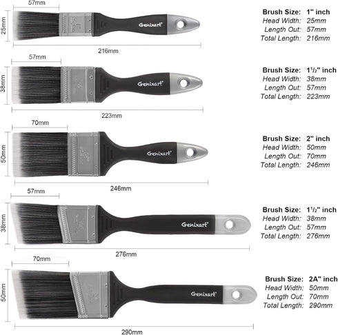 Angle Sash Paint Brush, Wall Trim Stain Brushes Set for Wall & Furniture Painting (5Pack Assorted Sizes)...
