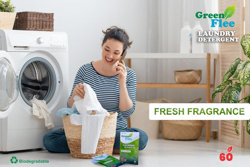 Green Flee Laundry Detergent Sheets-Fresh Fragrance-No Plastic Jug (60 Loads) 30 Sheets...