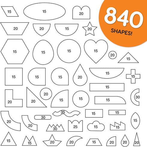 ARTshapes 840 pc Creative Paper Shapes Pack with 70+ Idea Guide - US Made Card Stock - Punch Out Funky DIY Craft Supplies for Whimsical Art Design...