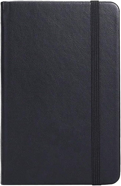 ZZTX Small Pocket Notebook 3.5" x 5.5" Hardcover Lined Paper Mini Notepad with Black Leather Sketchbook Composition Notebook 1 Pack...