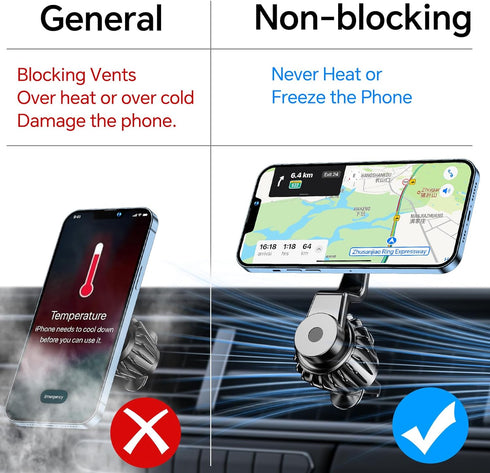 ?2-PACK? Magnetic Phone holder for Car Vent,?Upgraded Clip?car vent magnetic phone mount, ?Strong Magnet ?? 360° Rotation ?Magnetic Air Vent Phone...