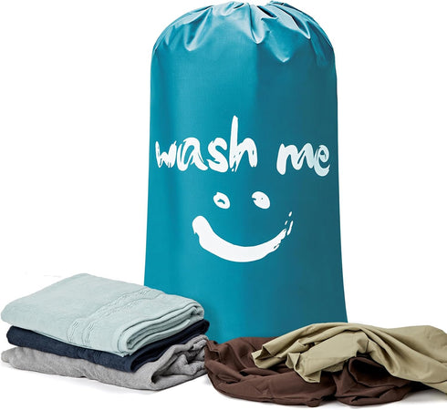 HOMEST 2 Pack XL Wash Me Travel Laundry Bag, Dirty Clothes Organizer, Large Enough to Hold 4 Loads of Laundry, Easy Fit a Laundry Hamper or Basket...