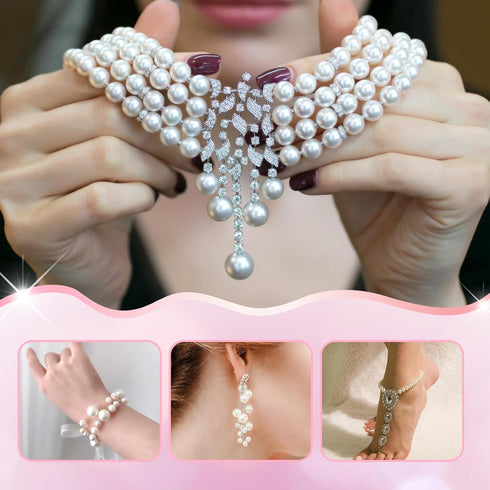 TOAOB 200pcs Pearl Beads for Jewelry Making 6mm White Craft Pearl Beads Glass Loose Beads for DIY Bracelets Necklaces Earrings Home Decoration and...