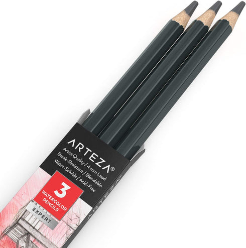 Arteza Professional Watercolor Pencils, Pack of 3, ?011 Koala Gray, Water-Soluble Pencils for Coloring, Blending, Layering & Watercolor Techniques...