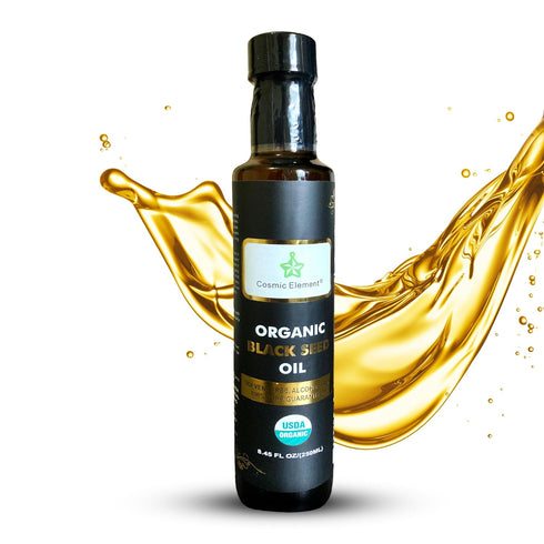 Cosmic Element Cold Pressed Black Seed Oil Organic - Omega 3 6 9 | Vegan Nigella Sativa Organic Black Cumin Seed Oil - Antioxidant for Immune Supp...