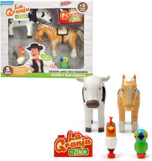 TOYMAKER La Granja de Zenon Bartolito Vaca Lola Farm Animal Dolls Toys for Ages 2-4 Building Block Figures Set with Spanish Music Box as Birthday ...