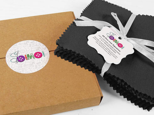 Soimoi Solid Black Precut 5 inch Cotton Fabric Quilting Squares Charm Pack DIY Patchwork Sewing Craft...